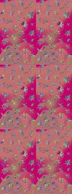 Davetiye ve kartpostal tasarımı için dekoratif çiçek unsurları. Şirin, zarif çiçekler Raster illüstrasyonu. Poster ya da kapak için arka plan. Yapraklı çizim şekli. Tekstil için figür.