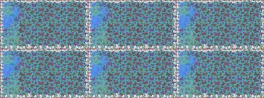 Raster Arkaplanı mavi ve kahverengi renklerde. Kart, Davetiye ve Yazdırma için Şirin Kadınsı Desen. Güzel Kelebek Siluetleriyle Moda Dekorasyonu. Renkli Kelebeklerle Bahar Arkaplanı.