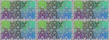 Raster illüstrasyonu. Mavi renkli Asya tekstili. Kusursuz çiçek deseni.