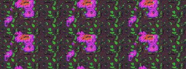 Kahverengi, mor ve yeşil renklere karalamalar çizilmiş çiçek deseni. Raster illüstrasyonu.