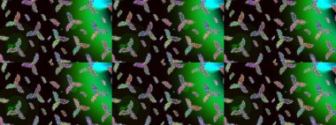 Siyah, yeşil ve gri renkler üzerine tasarım. Raster illüstrasyonu. Raster kış deseni. Çiçek Elementleri ile soyut arkaplan.