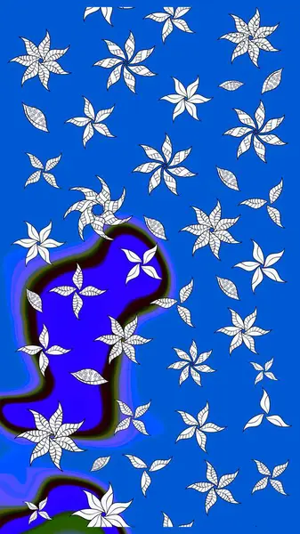 Raster resim. Elle çizilmiş. Güzel kumaş deseni. Doodle çiçekler ve dalları, otlar ve çiçekler.