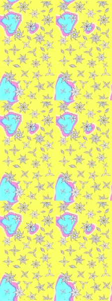 Tekstil ve kapak tasarımı için mükemmel. Renkli sarı çizim kalıbı. Doodle tarzı. Sarı renkli çiçekler. Elle çizilmiş sonbahar çiçeği deseni..