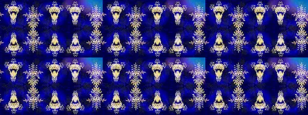 Sanat terapisi tarzı zen çizim için altın mandala şeklindeki kar tanelerini birleştirin. El çizimi, dövme stili, kumaş tasarımı ve Raster illüstrasyonunda kartlar..