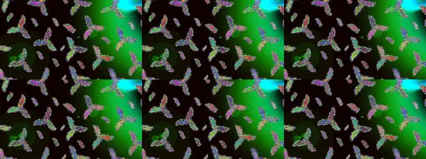 Siyah, yeşil ve gri renkler üzerine tasarım. Raster illüstrasyonu. Raster kış deseni. Çiçek Elementleri ile soyut arkaplan.
