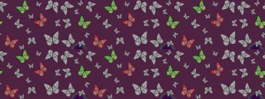 Sırtın için parlak bir dövme. Kahverengi arka planda güzel renkli kelebek. Kelebek tasviri. Tropik gerçekçi kelebek. Raster..