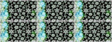 Raster deseni. Bahar çiçekleri dallı desen, siyah renkler çiçekli siluet..