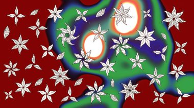 Zentangle soyut çiçekleri. Karalama çiçeği. Raster illüstrasyonu. Güzel kumaş deseni. Renkli Bahar Teması eskiz kalıbı. Düz Çiçek Elementleri Tasarımı.