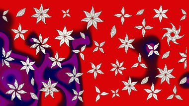 Çiçekli eskiz çizimi. Kırmızı renkte çiçekler. Renkli Yaz Temalı eskiz kalıbı. Düz Çiçek Elementleri Tasarımı.