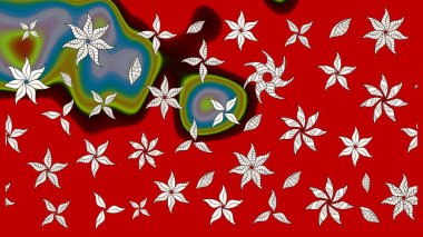 Zarif, parlak ve kırmızı çiçek desenli eskiz. Sabıka baskıları, bebek kıyafetleri, duvar kâğıtları, paket kutuları vb..