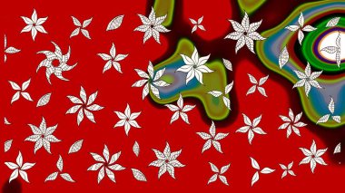 Çiçekli karalama şeklinde Raster çiçek deseni. Kibarca, kırmızı renkte yaz çiçekleri. Raster illüstrasyonu.