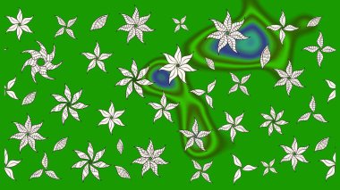 Yeşil renkte manzaralı çiçek deseni. Çiçek kompozisyonu, el boyası, hassas şablon. Üst manzara, yumuşak stil. Sevgililer günü ve tebrik kartı konsepti için şık bir davet.