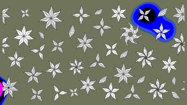 Çiçekli karalama şeklinde Raster çiçek deseni. Nazik, sevimli çiçek arkaplanı. Yeşil renkte çiçekler.