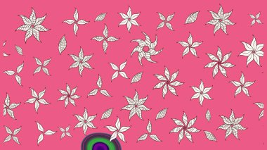 Üzerinde pembe renkte çiçekler olan bir çiçek deseni çiz. Suluboya tarzında pembe renkte çiçekler.