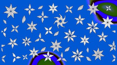 Sevimli çiçek raster deseni. Mavi renkli çiçekler. Renkli Bahar Teması eskiz kalıbı. Düz Çiçek Elementleri Tasarımı.