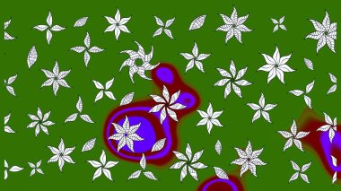 Raster Illustrasyon 'daki Çiçek Deseni' nin son moda çizimi. Yeşil renkli çiçekler. Renkli Yaz Temalı eskiz kalıbı. Düz Çiçek Elementleri Tasarımı.