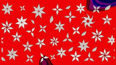 Üzerinde gelincikler ve vadi zambakları olan renkli çiçek desenli nakış deseni. Tekstil tasarımı için kırmızı renkte geleneksel Raster çiçek buketi.