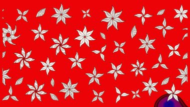 Çiçek buketleriyle klasik bir eskiz şekli. Raster illüstrasyonu. Kırmızı renklerde.