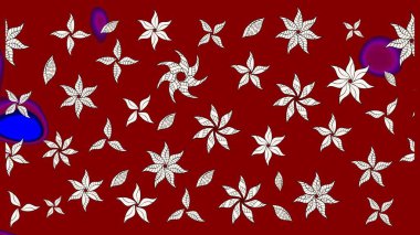 Patlayan çiçekler soyut olarak yerleştirilmiş. Raster deseni. Kibarca, kırmızı renkte bahar çiçekleri. Raster illüstrasyonu.