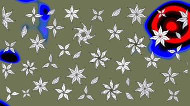 Çiçekli, yapraklı, çiçek desenli eskiz. El çizimi. Raster illüstrasyonu.