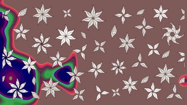 Raster illüstrasyonundaki çiçek desenli çizim. Kahverengi renkte çiçekler.