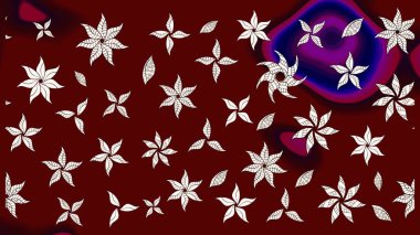 Şirin çiçekli eskiz deseni ve kırmızı renklerde yapraklar, suluboya çiçek deseni, duvar kağıdı, kart veya kumaş için fayanslı. Raster illüstrasyonu.