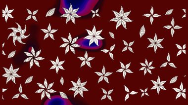 Kırmızı renkte etnik çiçeklerle süslenmiş zarif bir eskiz şekli. Asya Tekstil 'inde Raster Çiçek İllüstrasyonu.