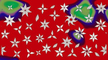 Raster illüstrasyonundaki çiçek desenli çizim. Kırmızı renkte çiçekler.