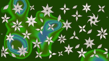 El çizimi çiçek çizimi deseni (fayans). Şirin çiçekli, desenli, yeşil renkli bir eskiz deseni. Tekstil için suluboya çizim deseni.