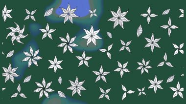 Küçük çiçekteki sevimli çiçek deseni. Raster deseni. Yumuşak, yeşil renkli yaz çiçekleri. Raster illüstrasyonu.