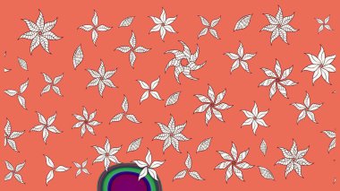 Küçük çiçekli yay deseni çiz. Raster illüstrasyonu. Suluboya tarzında turuncu renkler üzerine.