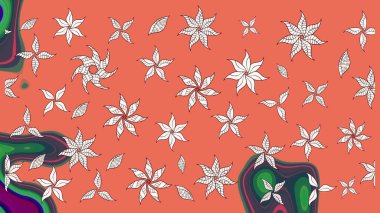 Çizim çiçek deseni duvar kağıdı, web sitesi arka planı, ambalaj kağıdı, davetiye, broşür, afiş veya web sitesi için kullanılabilir. El çizimi Raster çizimi. Parlak elementlerin.