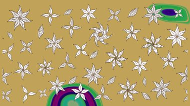 Çizim çiçek deseni duvar kâğıdı olarak kullanılabilir. Sarı renkli çiçekler. Raster illüstrasyonu.