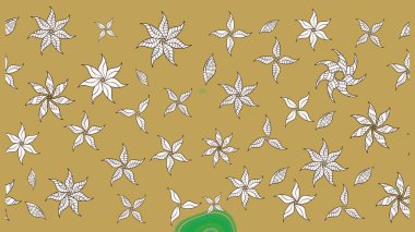 Tomurcukları papatya çiçekleri olan sevimli bir çiçek deseni. Eskiz geçmişi. Raster illüstrasyonu. Kumaş, tekstil, duvar kağıdı baskısı için. Eski usul. Miles Fleur, dandik süs.