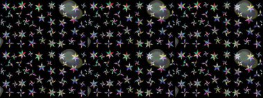 Siyah çiçekli eskiz deseni, suluboya çiçek deseni, sevimli çiçek, duvar kağıdı, kart ya da kumaş için fayanslı. Raster - stok.