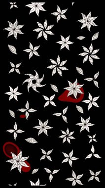 Kumaş, tekstil, duvar kağıdı baskısı için. Raster. Eskiz geçmişi. Tomurcukları çiçek olan sevimli bir çiçek deseni. Raster illüstrasyonu. Antika retro tarzı.