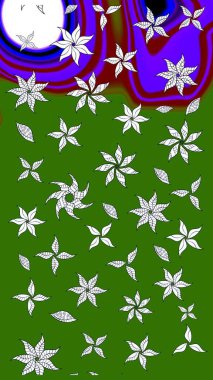 Yeşil el çizimi desen. Sanat, çiçeklere ilham verir ve arka plan bırakır. Raster deseni. Karalama çiçekleri çizim deseni.