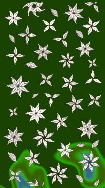 Renkli Yaz Temalı eskiz kalıbı. Düz Çiçek Elementleri Tasarımı. Güzel kumaş deseni. Raster illüstrasyonunda çiçek deseni çizimi.