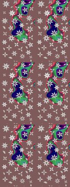 Kahverengi renkli çiçekler. Raster illüstrasyonu. Küçük çiçekte sevimli çiçek deseni var..