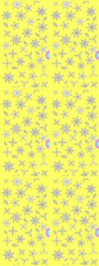 Zarif, parlak ve sarı çiçek desenli bir taslak. Sabıka fotoğraflarında, bebek kıyafetlerinde, duvar kâğıtlarında, paket kutularında falan kullanılabilir. Raster..