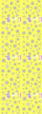 Raster illüstrasyonundaki çiçek desenli çizim. Sarı renkte çiçekler.