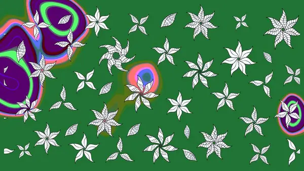 Küçük çiçekteki sevimli çiçek deseni. Yeşil renkli çiçekler. Raster illüstrasyonu.