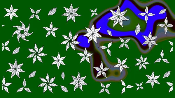 Renkli çizim kalıbı. Çiçek arkaplan. Çiçek duvar kâğıdı. Raster illüstrasyonu. Yeşil renklerde şirin tekstil.