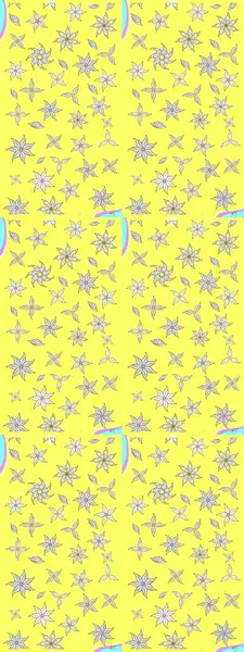 Sevimli çiçek raster deseni. Sarı renkli çiçekler. Renkli Yaz Temalı eskiz kalıbı. Düz Çiçek Elementleri Tasarımı.