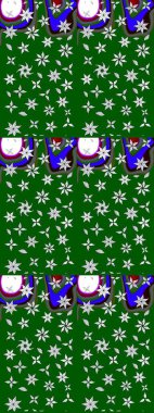 Varicologreen Raster çizimi. Bir sürü yeşil ve soyut çiçekli tropik eskiz deseni. Küçük çiçekte sevimli çiçek deseni var..