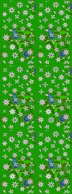 Çiçek desenli eskiz, yaz çiçekleri. Yeşil renkli çiçekler. Renkli Bahar Teması eskiz kalıbı. Düz Çiçek Elementleri Tasarımı.