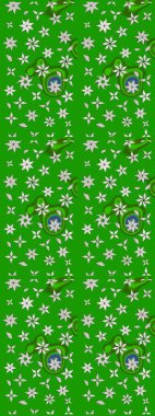 Üzerinde gelincikler ve vadi zambakları olan renkli çiçek desenli nakış deseni. Tekstil tasarımı için yeşil renkli geleneksel halk çiçekleri buketi.