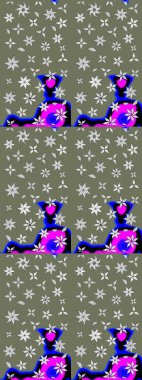 Botanik çizim kalıbı. Organik elementler. Suluboya etkisi. Raster deseni.