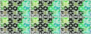 Raster Çiçek İllüstrasyonu güzel tekstil. Yeşil renkli etnik çiçeklerle kusursuz bir desen..