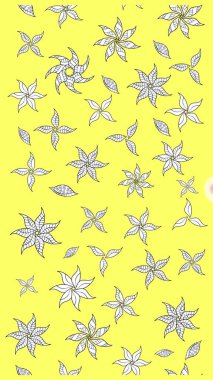 Renkli Yaz Temalı eskiz kalıbı. Modaya uygun kumaş deseni. Düz Çiçek Elementleri Tasarımı. Sevimli çiçek raster deseni.